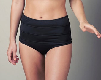 Black high waisted bikini bottoms, high waist bikini, bikini bottoms, black bikini, high waist swimwear, retro bikini -womens swimwear