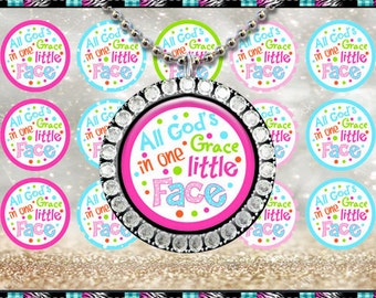 All God's Grace In One Little Face - INSTANT DIGITAL DOWNLOAD - 1" Bottlecap Craft Images (4x6) Digital Collage Sheet