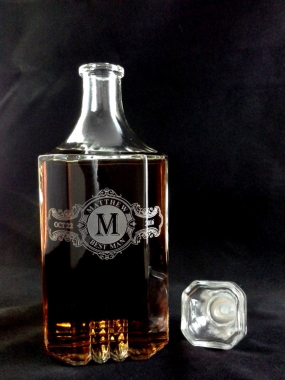 Whiskey Decanter Groomsman Personalized Etched Glass Scotch