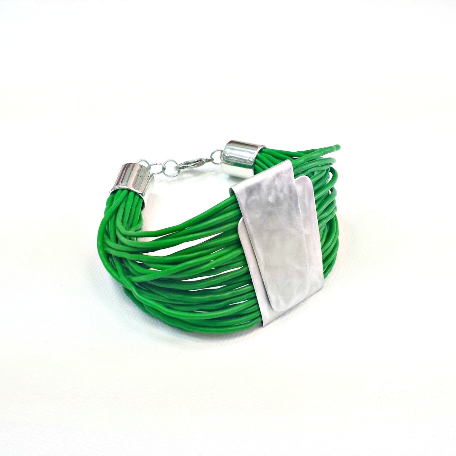Bold bracelet Green rubber bracelet Contemporary jewelry