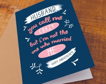 Happy Anniversary Card / for husband / Funny Anniversary Card / husband anniversary card