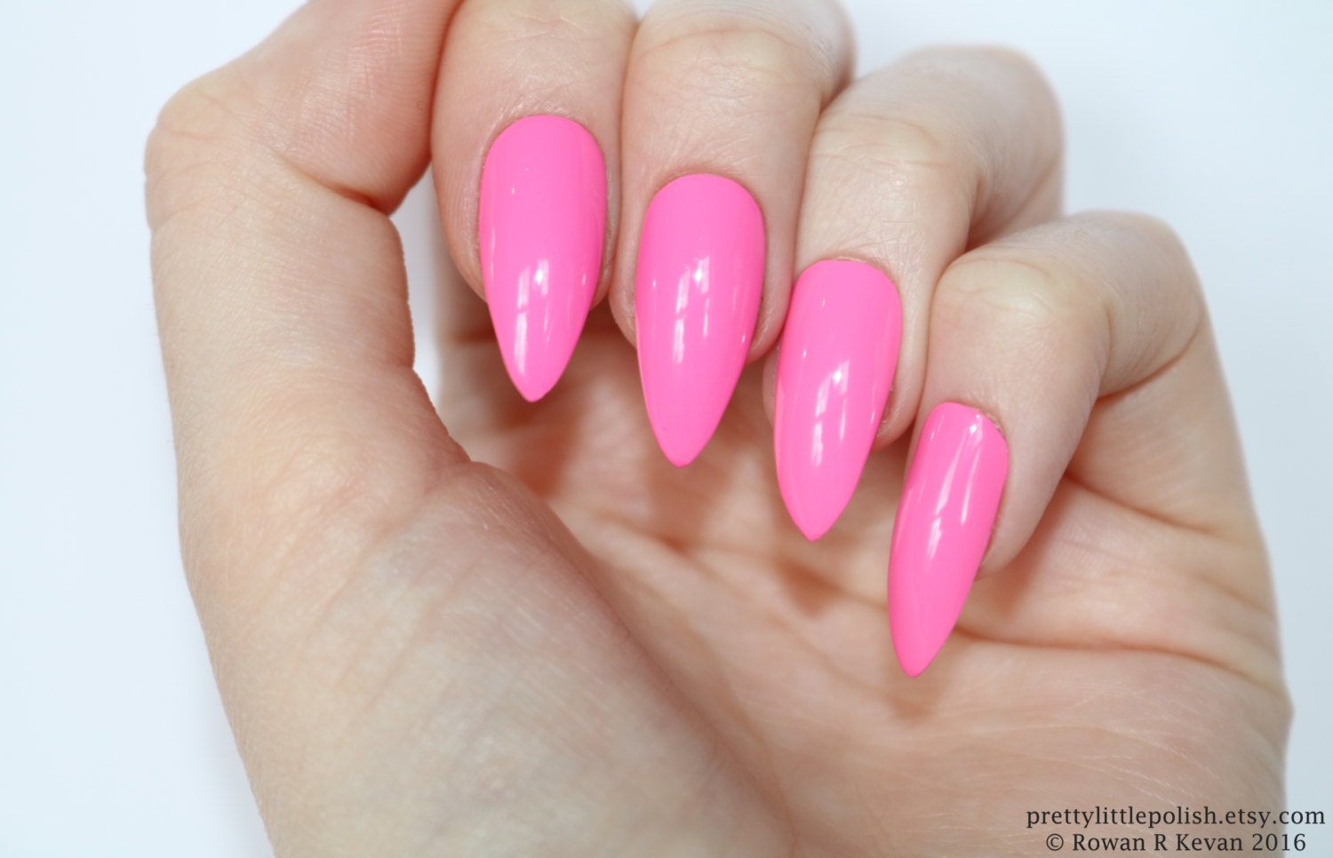 Neon pink stiletto nails Fake nail Stiletto nail Kylie