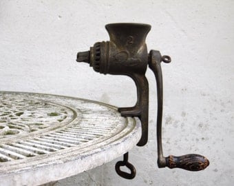 Antique Cast Iron Meat Grinder - Rustic Kitchen Decor - Farmhouse Decor