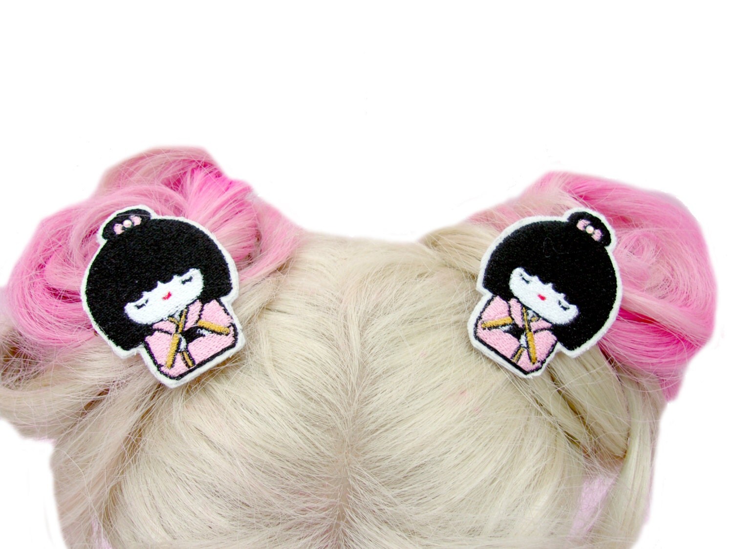 Geisha Girl Hair Clips Kawaii Hair Clips by KawaiiHairCandy