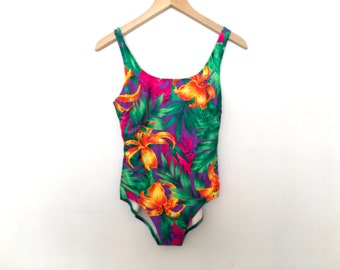 Tropical floral one piece swimsuit
