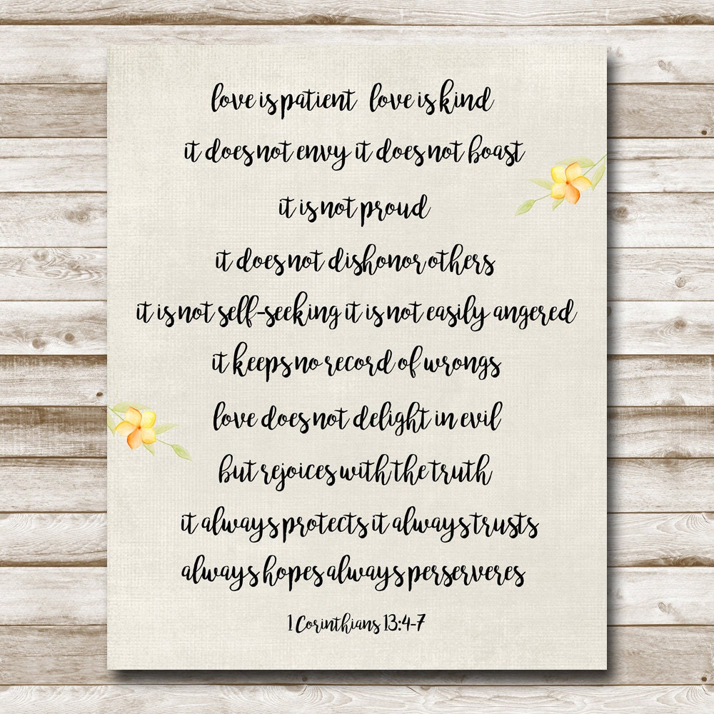 Love Is Patient Printable 1 Corinthians 13: by MyEvergreenPlace