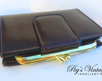 Brown Leather Wallet Buxton, Vintage Change Purse / Clutch, Made in Canada