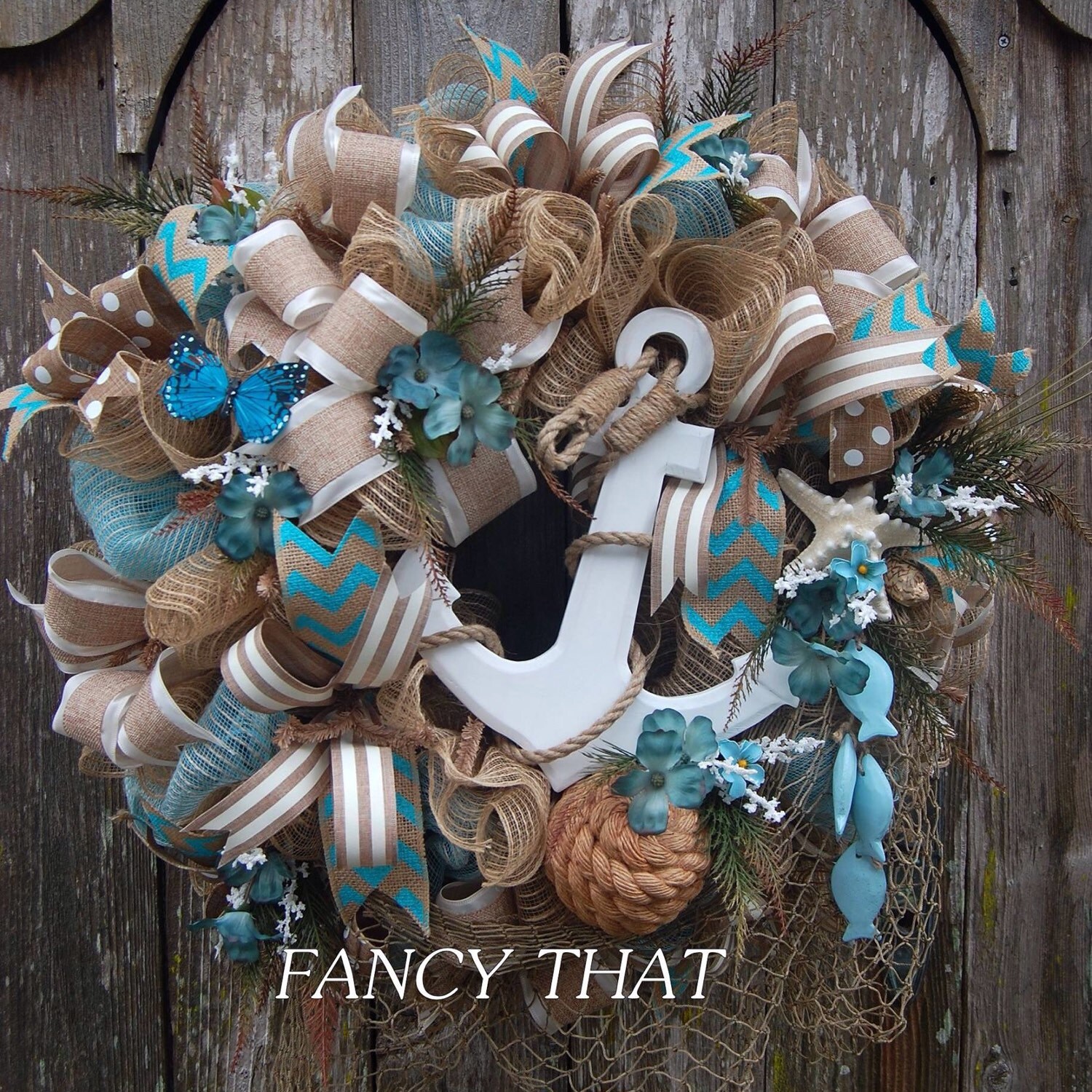 Nautical Deco Mesh Wreath Anchor Wreath Seaside Wreath