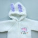 Vintage 80's White BUNNY Halloween Costume Fuzzy Fleece Footed Onesie With Hood and Bunny Ears / Layette Infant Girl  / Size Small