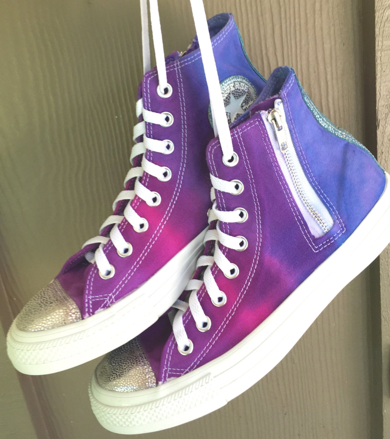Tow Dyed Converse Women's Sparkly Hi Tops by AllBottledUpTieDyes