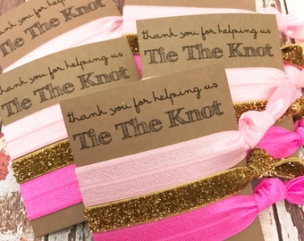 Bridesmaids Gift Hair Ties // Thank you for helping us tie the knot - Wedding Favors - Hair Tie Favor - Bridal Party Favors - The Knot