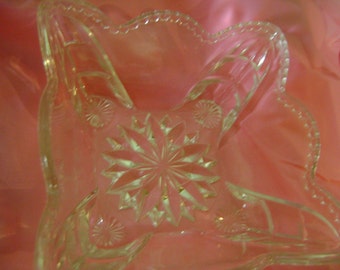 Glass Vintage Dish Lovely Square Starburst Design