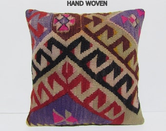 kilim pillow chair pads 18x18 DECOLIC couch pillow dining chair cushion outdoor cushion cover vintage rug pillow decorative pillow pad C507
