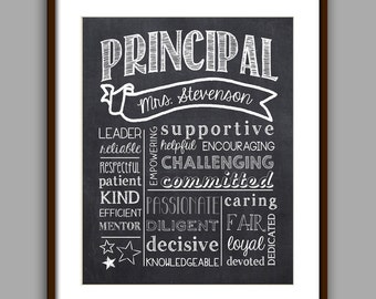 Principal Gift, "The Best Principal" Chalkboard Printable, Principal Christmas, Digital File 8x10 JPG File