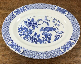 SALE! Barratts Platter *FREE SHIPPING* "Nan Kin" White and Blue Transferware