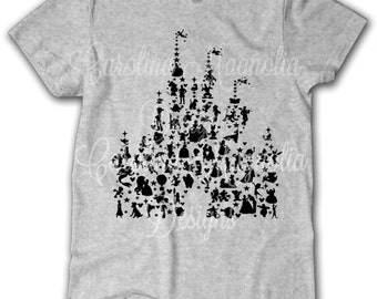 NEW! Disney Castle Character Silhouette Shirt, Disney Fan Shirt, Disney World Shirt, Disney Shirt, Disney Characters Shirt