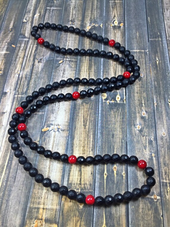 Mens onyx necklace, mens necklace, onyx necklace, beaded necklace, jewelry, gifts for him