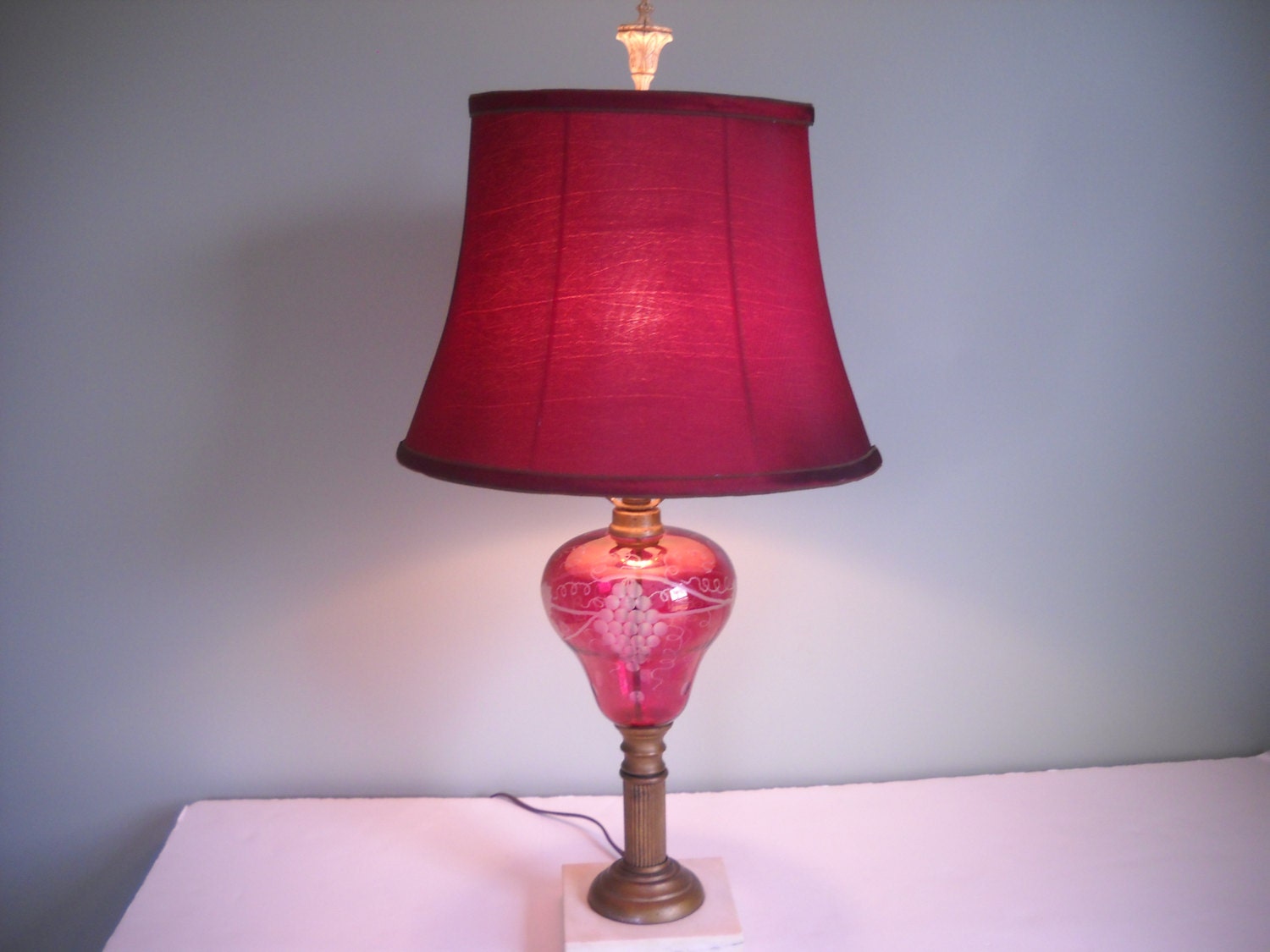 Cranberry Glass Lamp