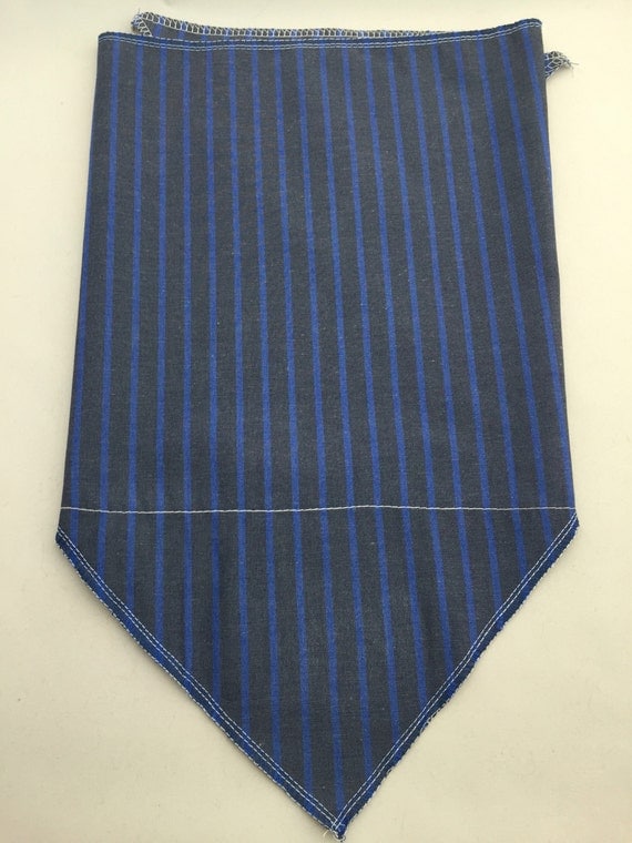 Blue DaBooDee: Royal Blue Stripes on Blue Denim-like Print Cotton Bandana w/ Stash Pocket