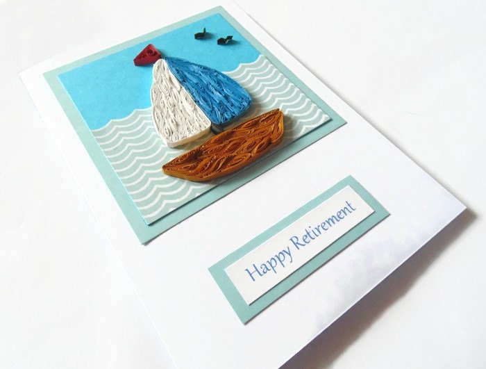 Boat retirement card retirement card quilled card handmade