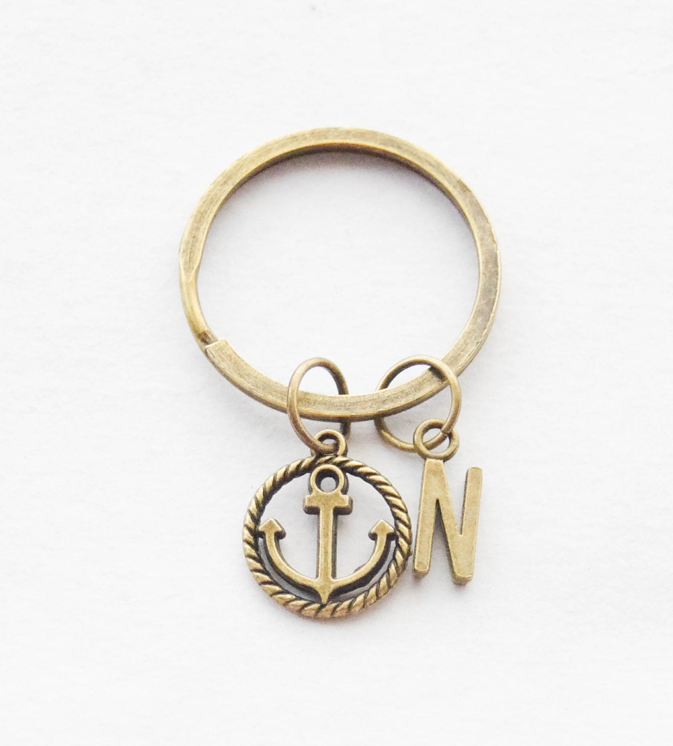 Anchor keychain Custom Anchor Keychain Initial Personalized