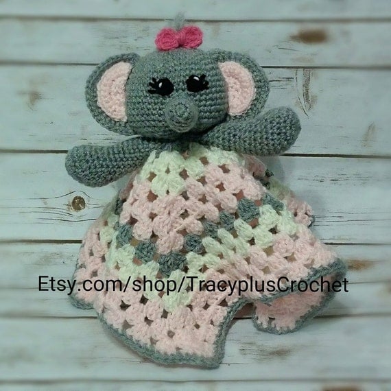 Crochet Elephant security blanket. Elephant Lovey blanket. Crochet ...