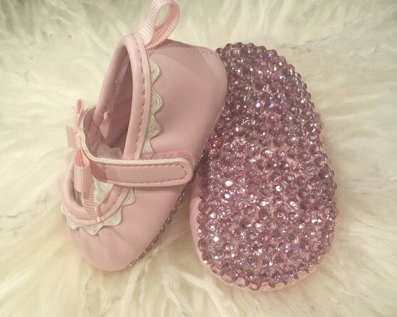 Baby Ballet Shoes with Pink Rhinestones by BabyBlingFashion