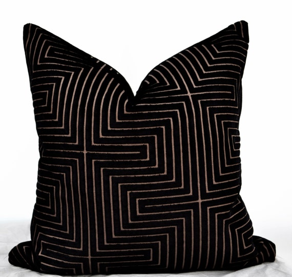 Black Velvet Pillow CoverBlack Pillow CoverGeometric Velvet