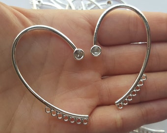 Unique Silver Ear Cuff Earring Finding Non Pierced Dark Silver Wrap Around Ear Wrap Jewelry Component