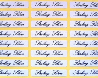 65 x Self Adhesive Jewellery Labels For Sterling Silver ~ 30mm x 5mm
