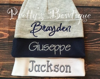 Newborn Hat Personalized with Name for Boy or Girl – 18 Colors Available