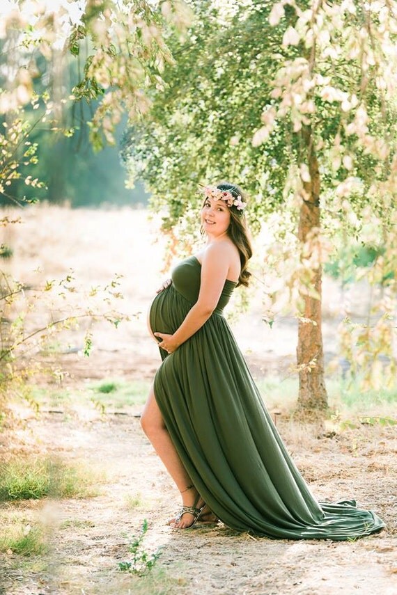 Olive Green Maternity Gown Ready To Ship Maternity Dress