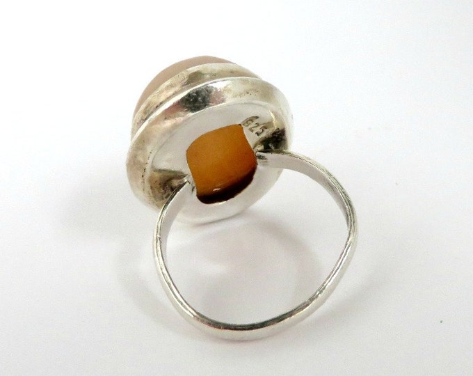 Sterling Silver Chalcedony Ring, Vintage Statement Ring, Size 8, Gift for Her, FREE SHIPPING