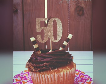 50th cupcake toppers, 50th birthday decor, 50, cupcake toppers, cupcakes, 50th birthday decorations, party decor, party decorations