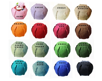 Colorful Casual Shabby Burlap Ottoman Pouf Cases- 1 pcs /Housewarming Gift/Home Decor/Puff for Kids Rooms