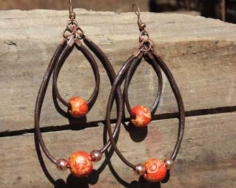 Double loop dangle earrings