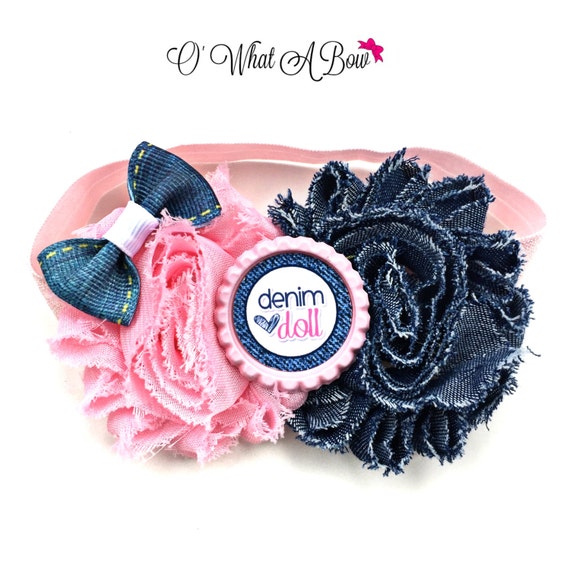 Denim Baby Headband Denim Hair Bow Denim Baby Denim by OWhatABow
