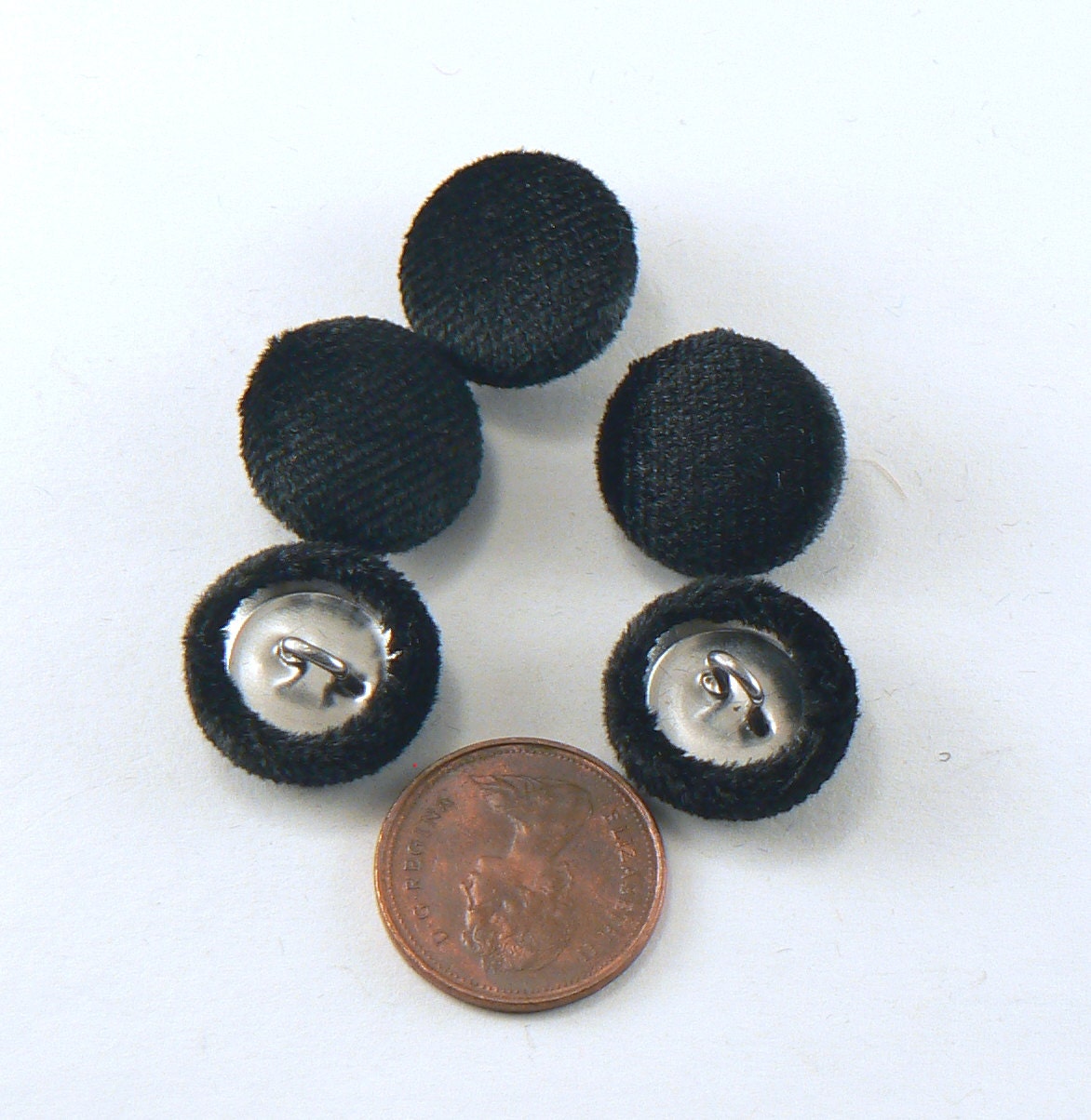 5 5/8" Black Velvet Fabric Buttons Fabric Covered Shank Buttons