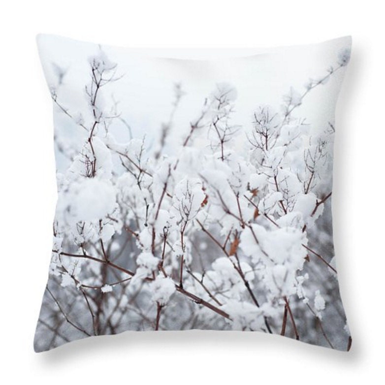 White Snow Pillow Cover Winter Accent Pillow by ZinchiksWorld