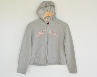 Tommy Girl Hoodie Semi Cropped Tommy Girl Spell Out Front Tommy Hilfiger Grey Hoodie Size Large 90's Era