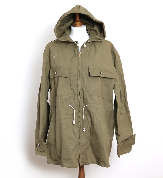 Vintage 1970's Military Green Canvas Anorak by mmvintagestore