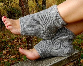 Knitted Pedicure Socks, Toeless Socks, Flip Flop Socks, Cable Knit, Yoga Socks, Hand Knit Socks for Pedicure