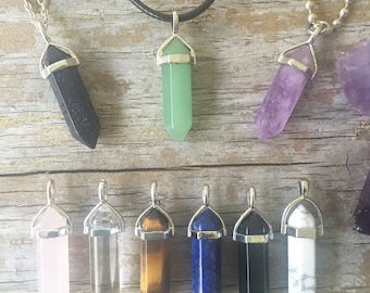 Crystal Necklace/ Crystal Quartz/ Healing Crystals/ Hexagonal Crystals/ Rose Quartz Crystal/ Layering Crystals/ Amethyst