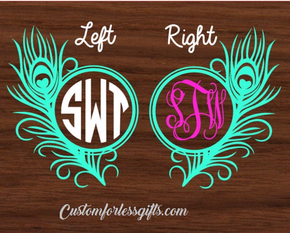 Download Peacock monogram frame with initials car decal monogramming