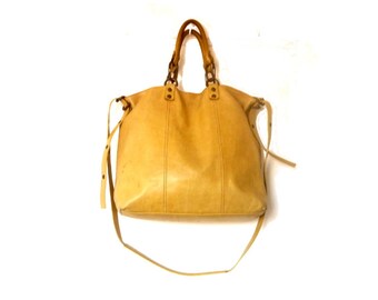Items similar to Leather Bag / Beige / Camel / Tote / Shopperbag ...