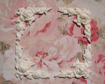 Shabby and Chic Rose & Leaf Corners (4 pcs) Furniture Appliques Architectural
