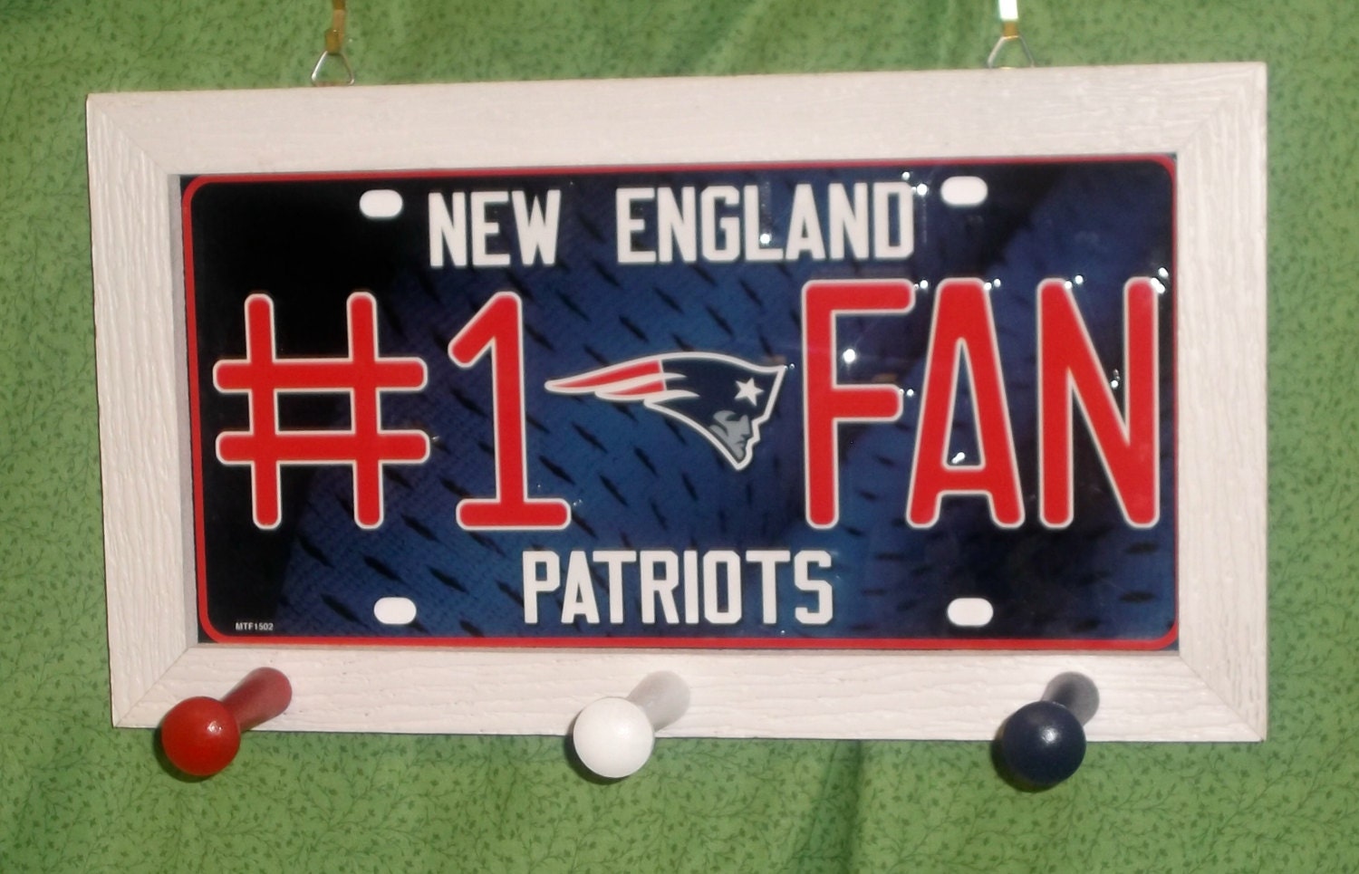 New England Patriots 1 Fan License Plate Peg by SportyCrafts