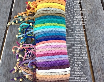 Handmade Hemp Friendship Bracelet/anklet/wristband - Square or Twisted Macrame Knot - 36 colours!