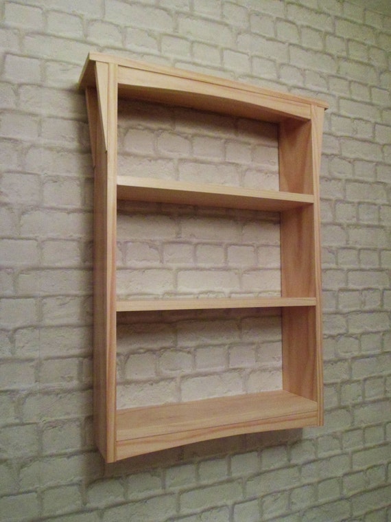Handmade Arts and Crafts Style Wooden Wall Shelf Unit