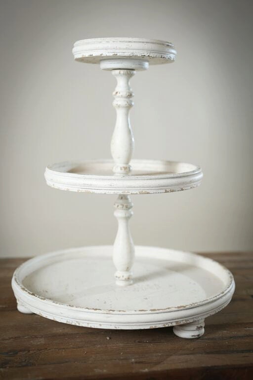 White Tiered Tray by RestorationCrown on Etsy